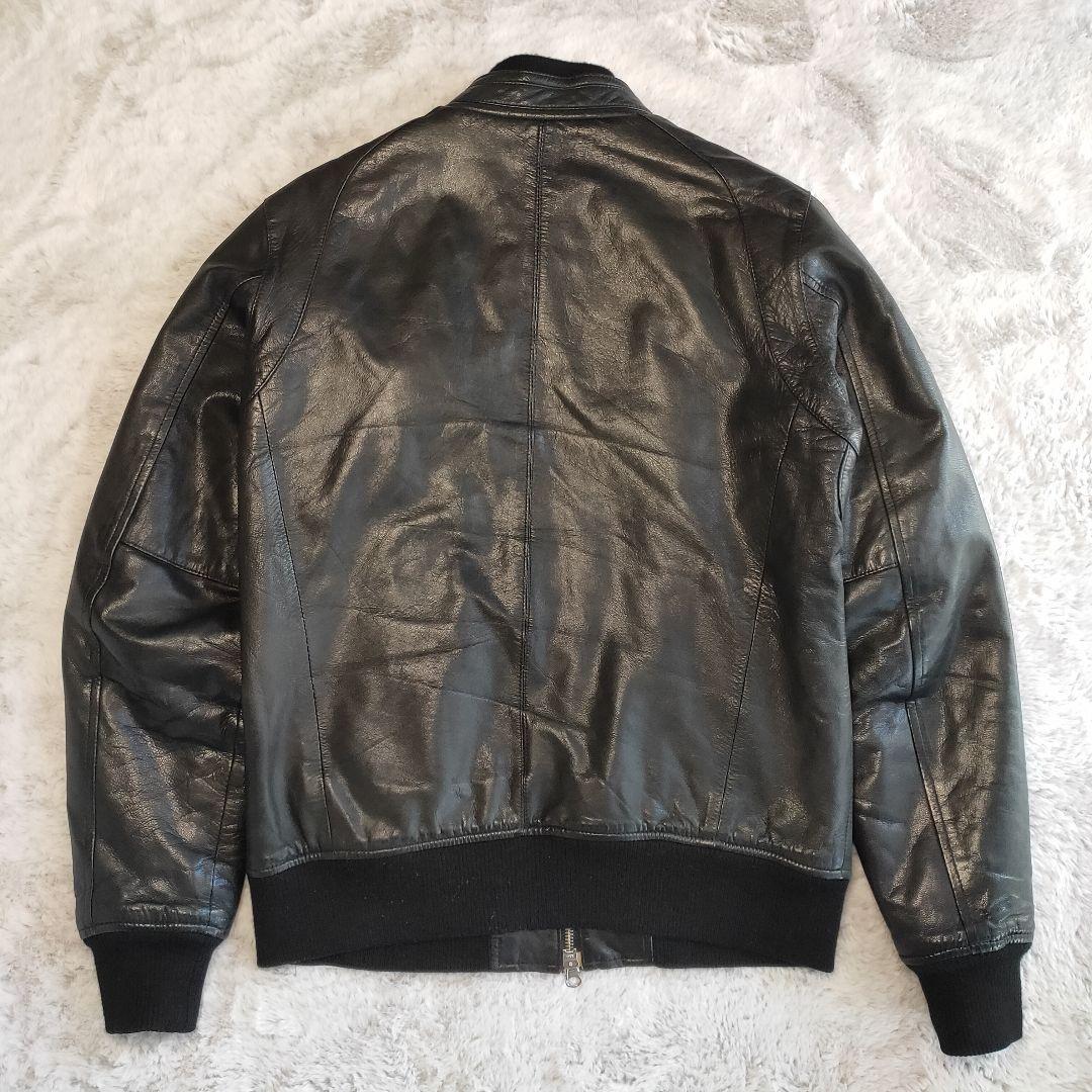 ユナイテッドアローズ ラムレザー ライダースジャケット L 短丈 リブ