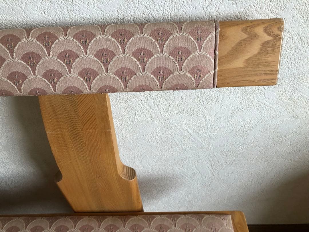 天然木　布貼り　ソファベンチ　3人掛け　組み木　家具　ブランド家具　送料込み