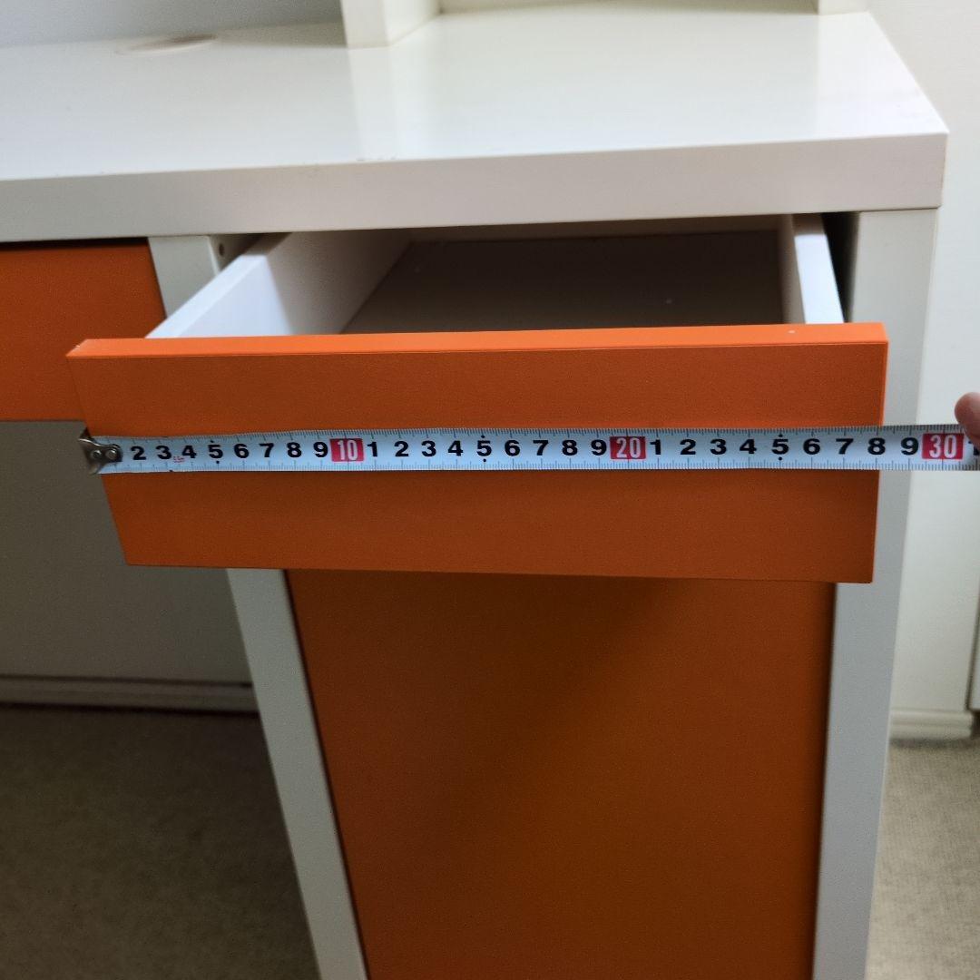 【IKEA】MICKE ミッケ デスク ホワイト×オレンジ 完成品