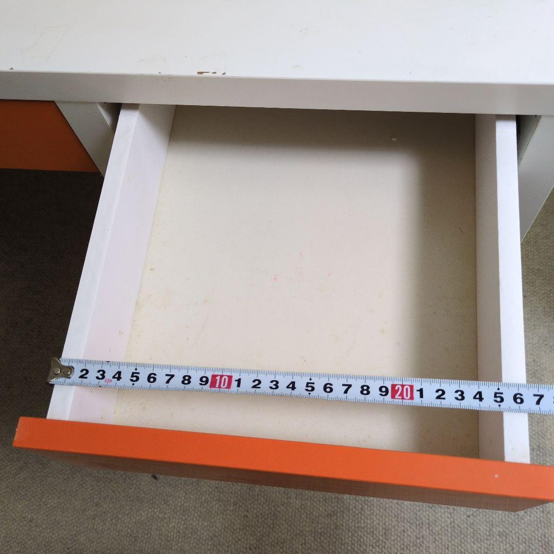 【IKEA】MICKE ミッケ デスク ホワイト×オレンジ 完成品