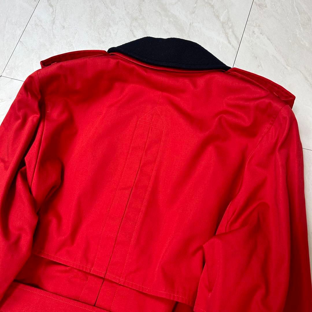 美品 バーバリー マキシ丈 ダブル トレンチコート ライナー ベルト 赤 L