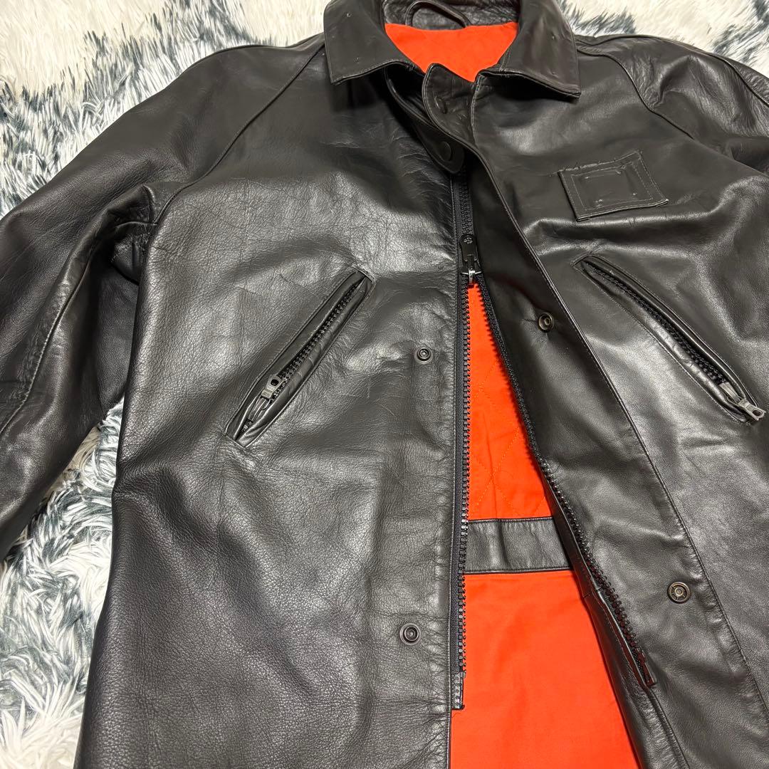 90s イタリア警察　レザージャケット ブラック 激レア