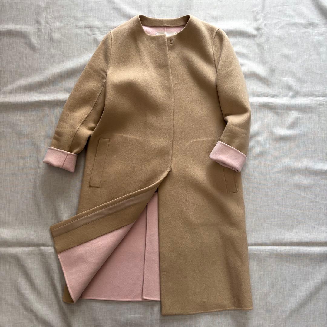 美品☆ボールジィ　トゥモローランド　カシミヤ混　ノーカラーコート ロングコート