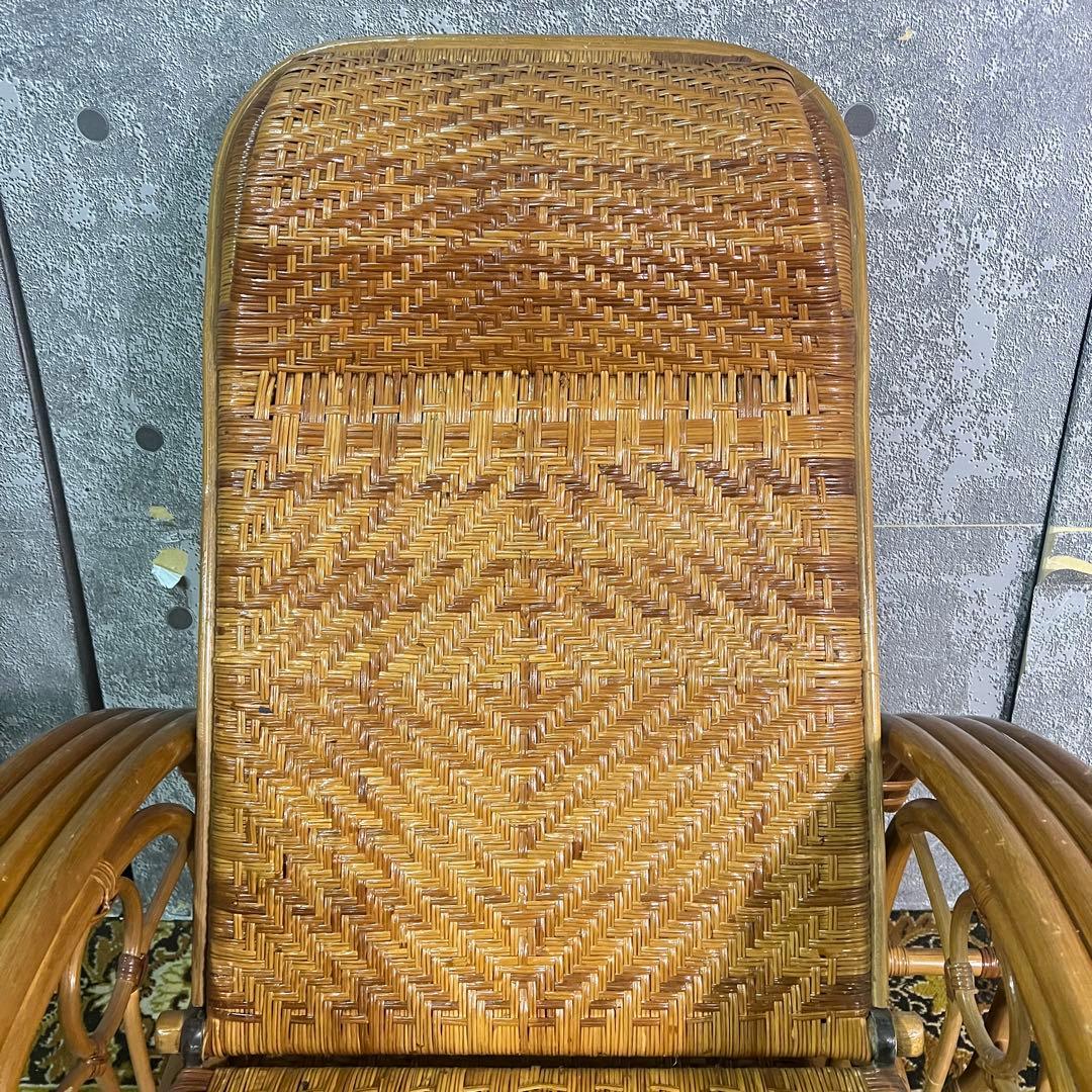 ꧁籐家具꧂ラタン リクライニングソファ 1人掛けソファ 昭和レトロ アジアン