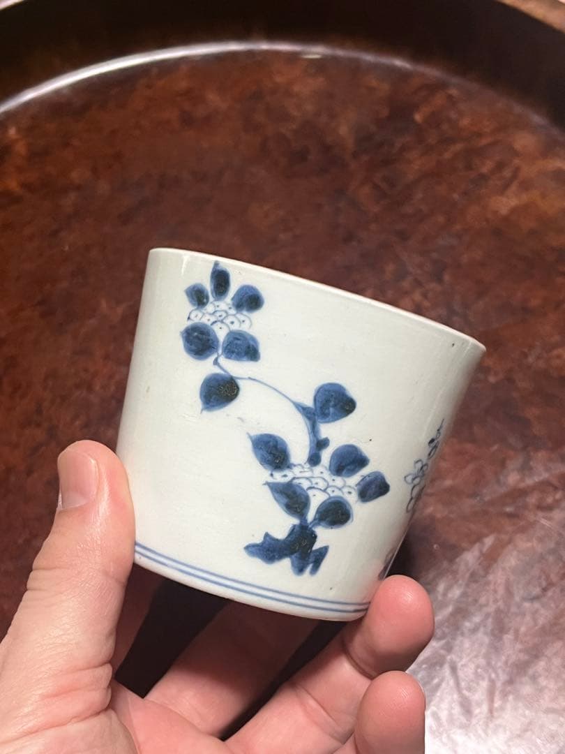 古伊万里　蕎麦猪口　あじさい　鶯　ウグイス　梅　雲雀　紫陽花　民芸　民藝