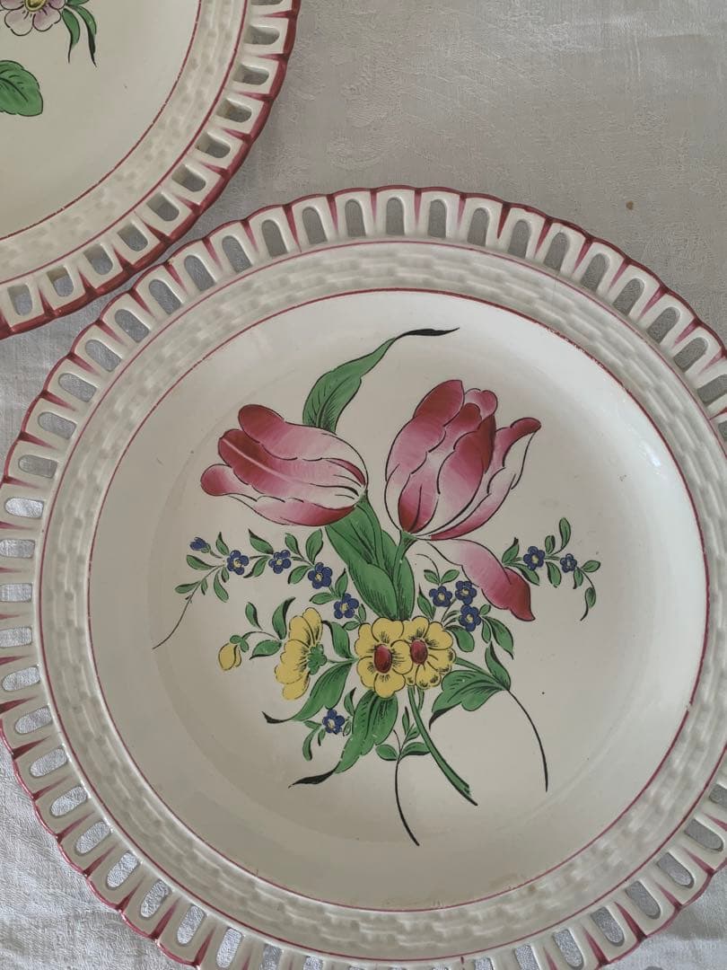 フランスアンティーク　リュネヴィル　パニエプレート　２枚　ブロカント