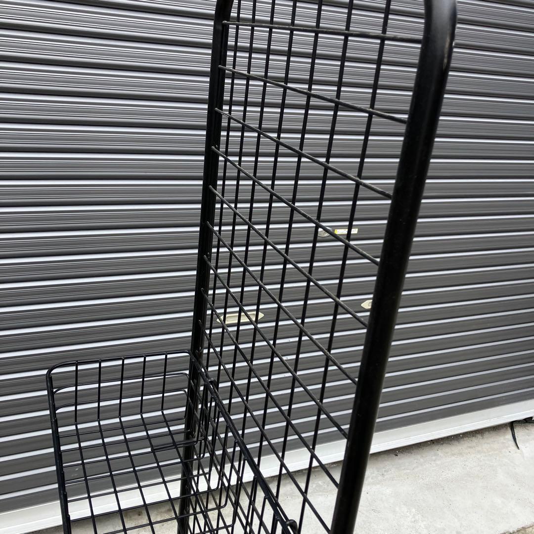 店舗什器 ワイヤーラック ワイヤーバスケット付き メタルラック キャスター付き