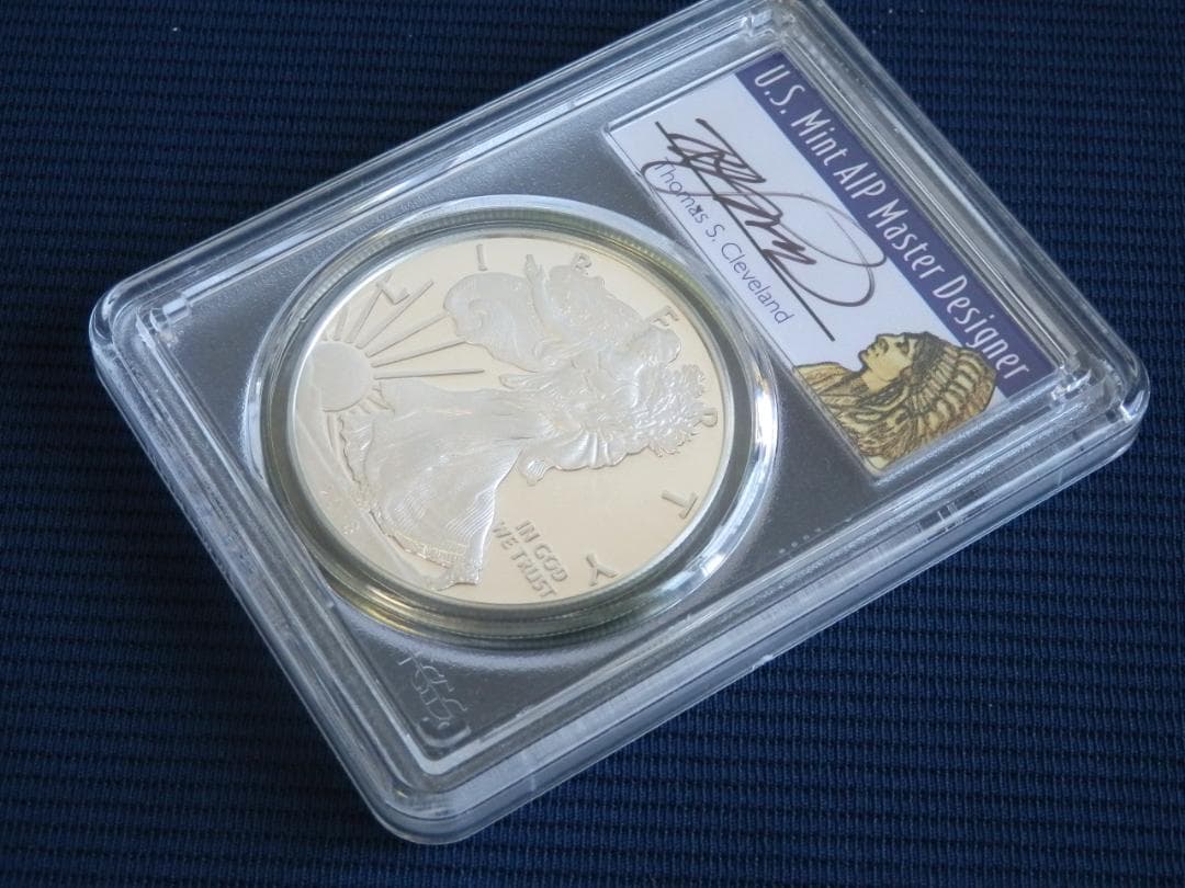 【値下】米国2018年　イーグル銀貨 T・クリーブランド　サインPR70DCAM