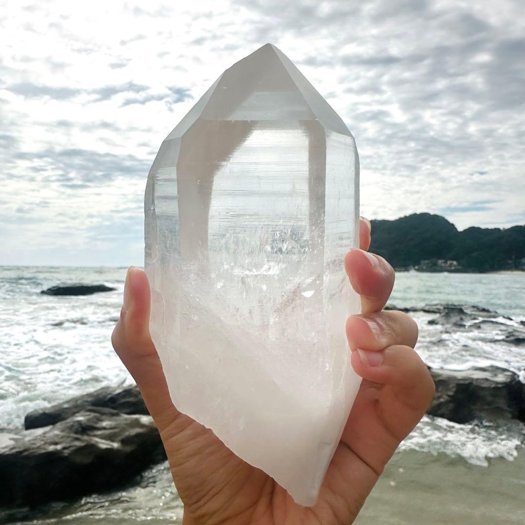 【水晶　ロック クリスタル】　バーコード入り　ビッグポイント　⑤