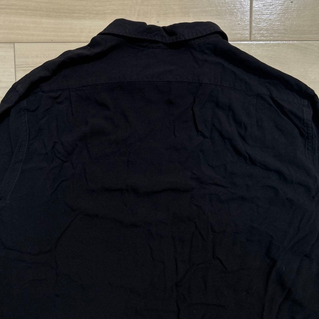 COMOLI レーヨン オープンカラーシャツ ブラック サイズ4