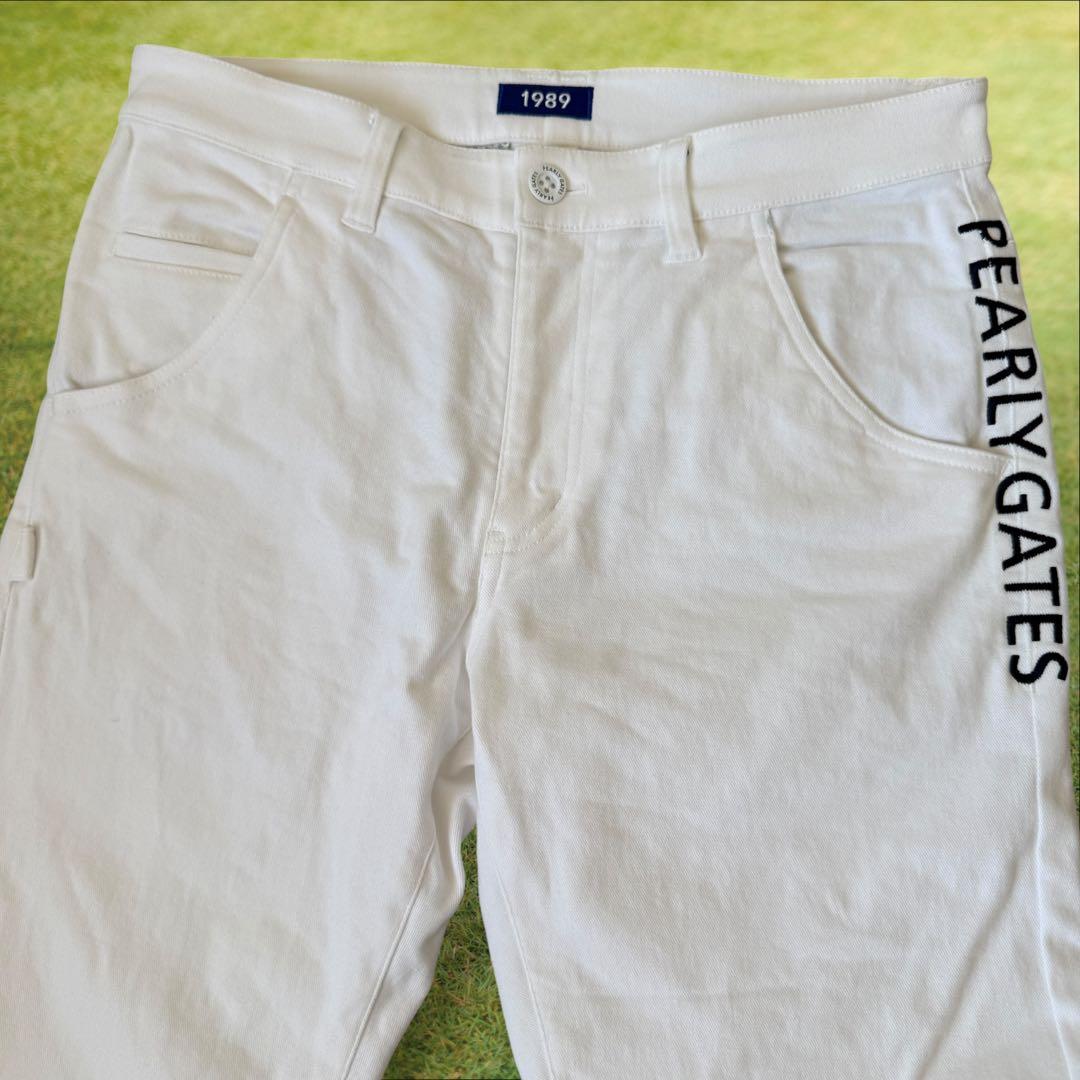 現行モデル　パーリーゲイツ　パンツ　白　M〜L相当　地厚　ホワイト　コットン素材