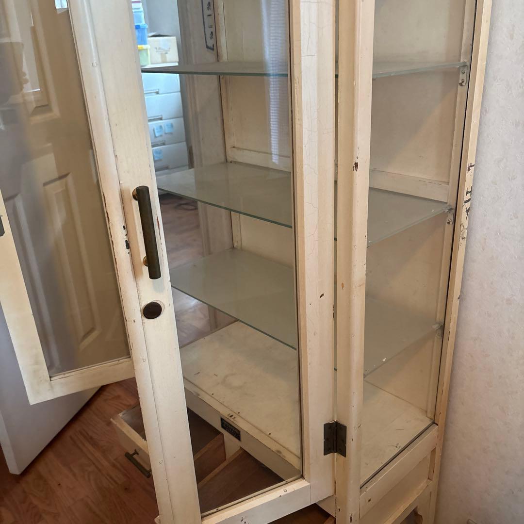 アンティーク　木製医療棚