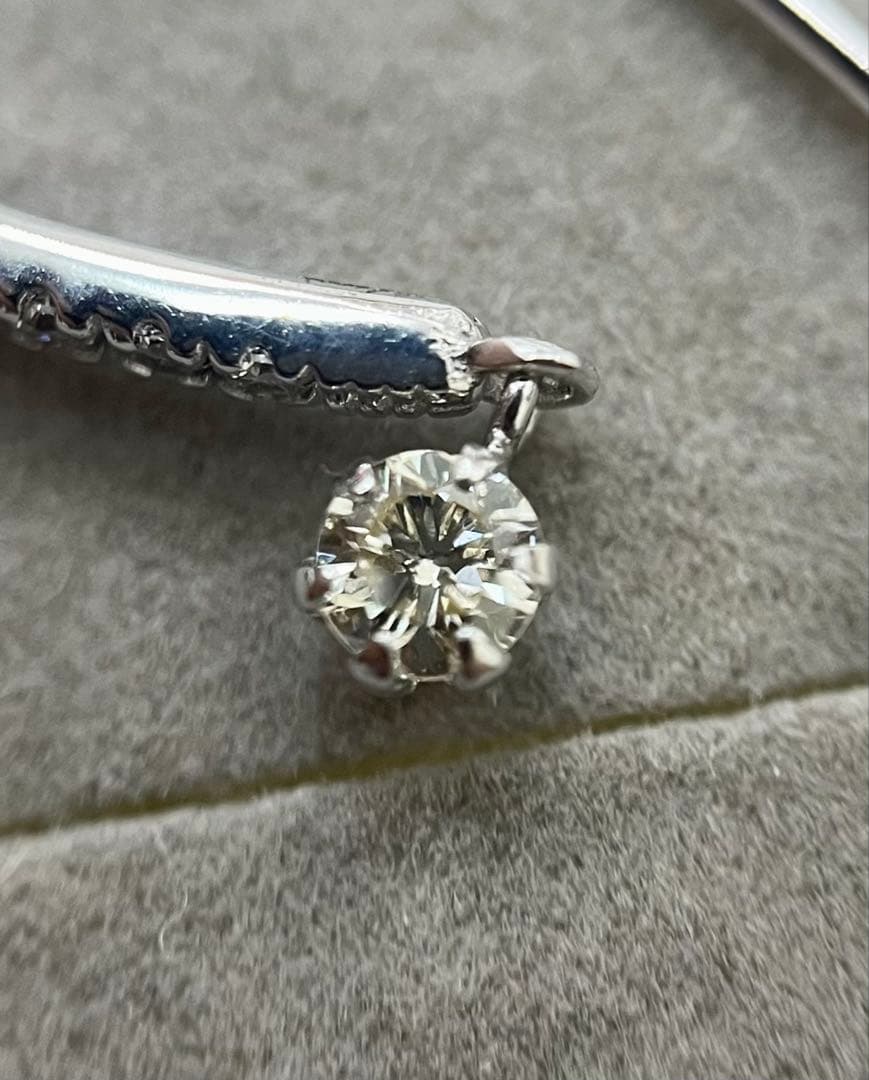 k18WG ダイヤ フック ピアス 0.30ct スウィング