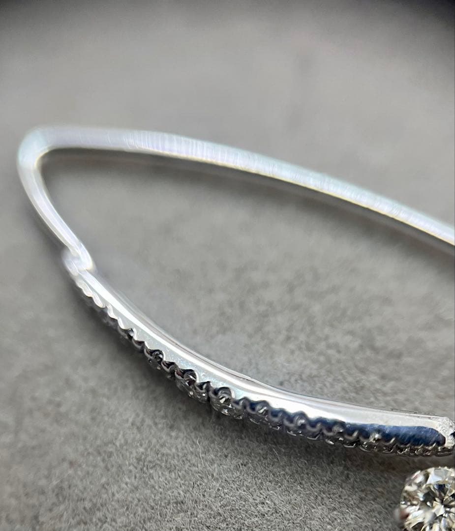 k18WG ダイヤ フック ピアス 0.30ct スウィング