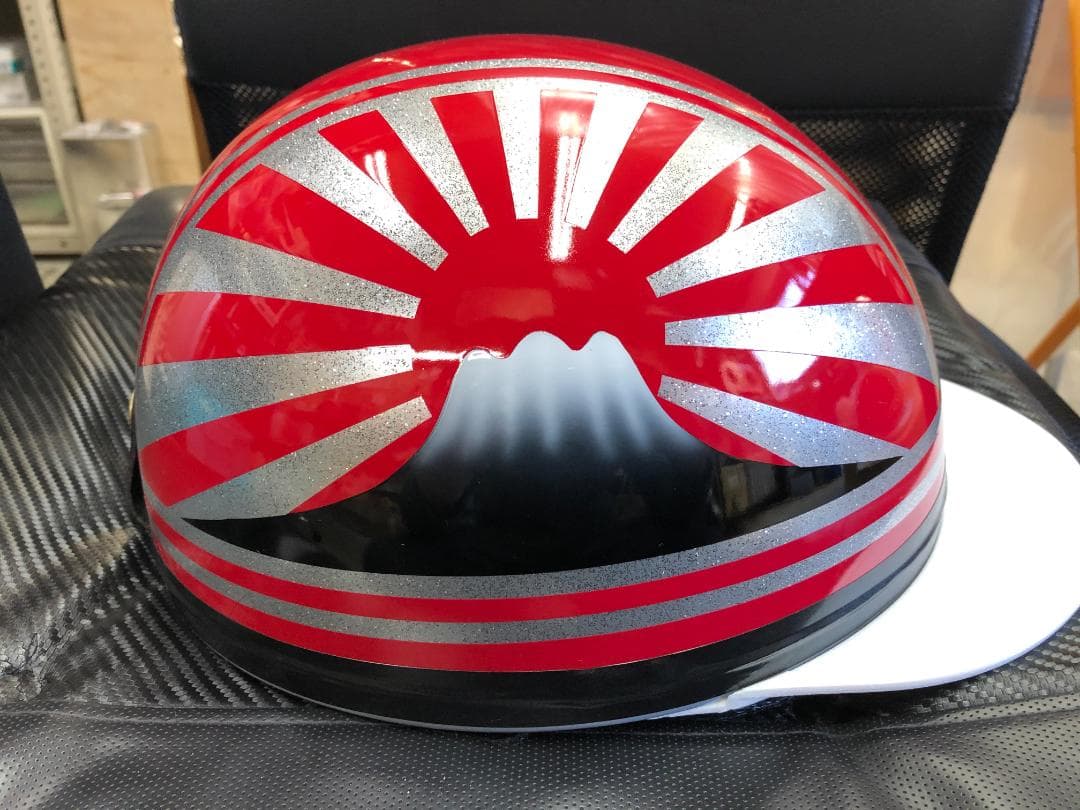 コルク半　カスタム　富士日章　三つボタン　ソリッドレッド　シルバー　ラメ