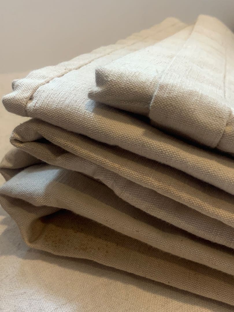 希少超大判 赤刺繍 フランスアンティーク未漂白リネン 二枚はぎ3.4x2.4m