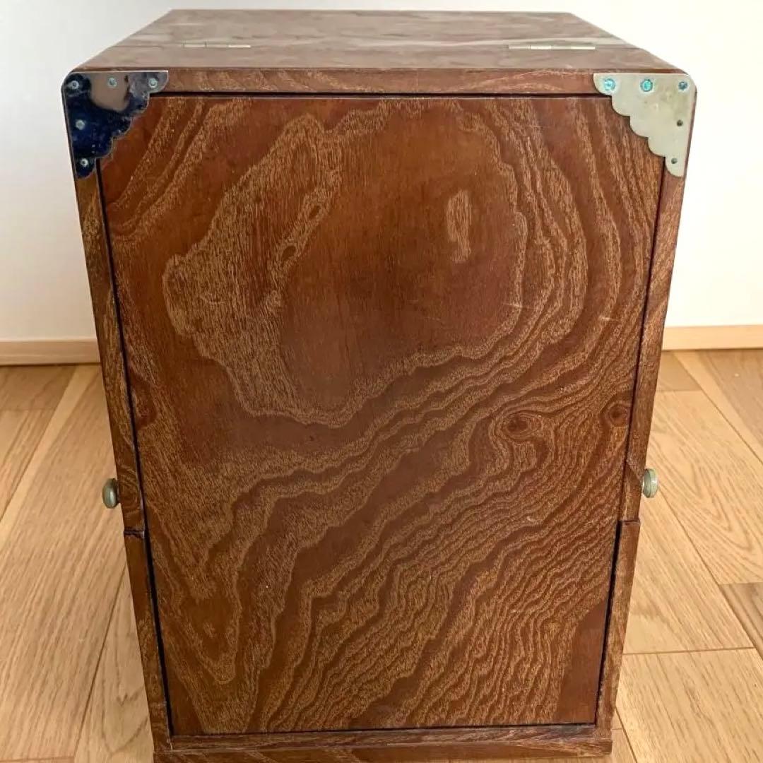 木製　化粧箱　アンティーク　開閉式　鏡付き化粧台　引き出し付き