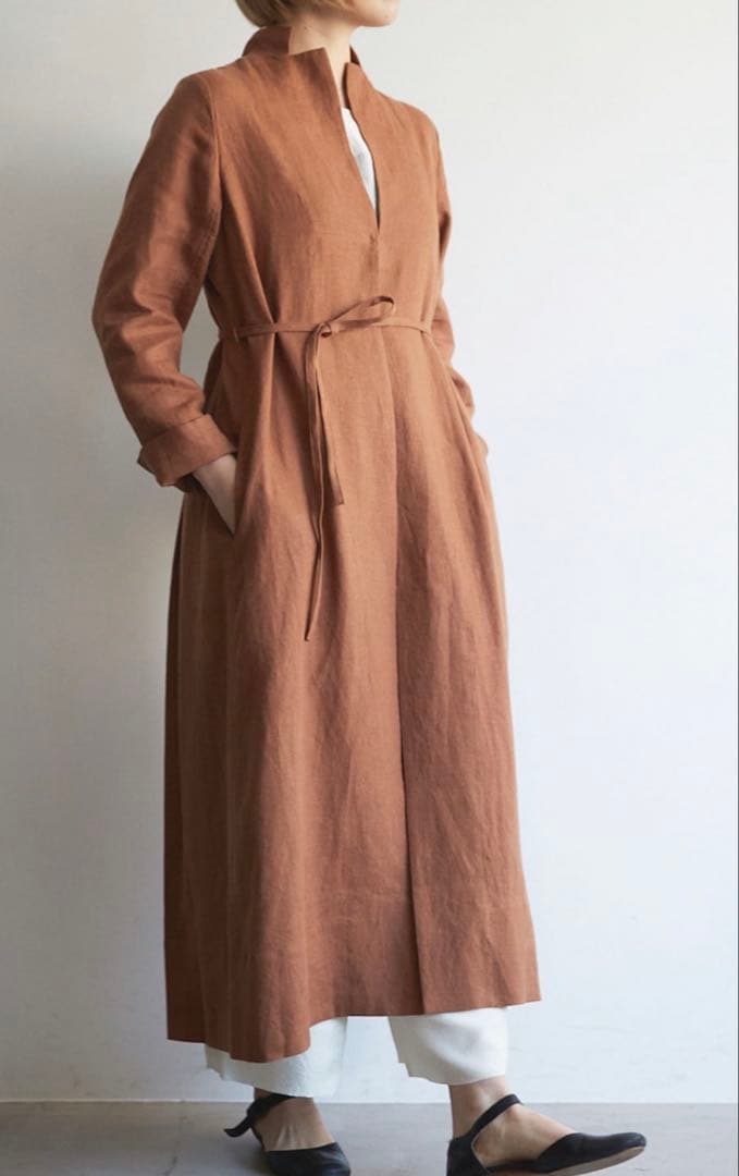 DoI 働衣　Lily coat リリーコート　リネン　ブラウン