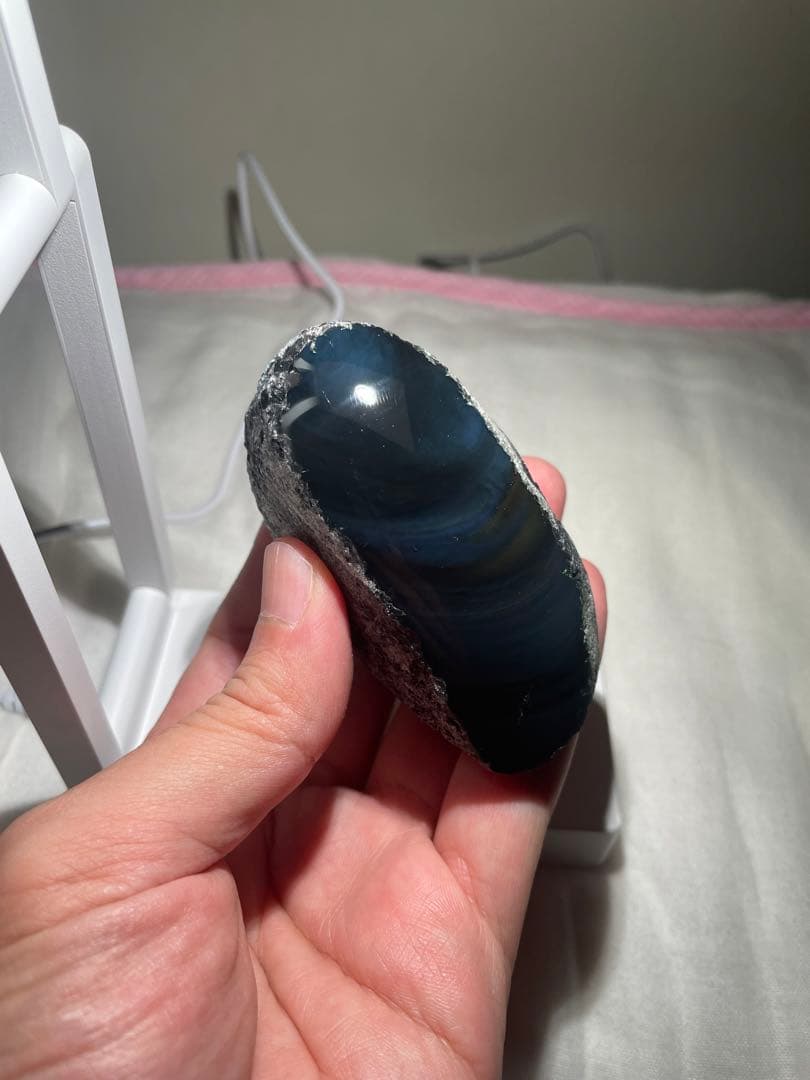 研磨品　十勝石玲瓏　ディープブルー＋マスタードイエロー　レインボーオブシディアン