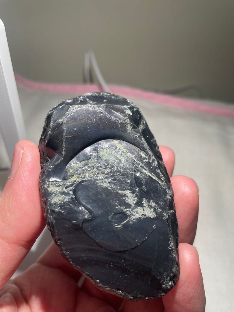 研磨品　十勝石玲瓏　ディープブルー＋マスタードイエロー　レインボーオブシディアン