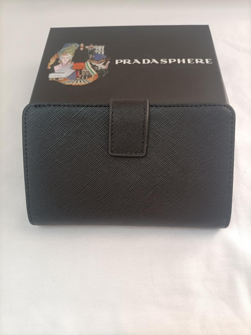 二つ折り財布✿プラダ サイフ prada メンズ【美品】レディース 黒