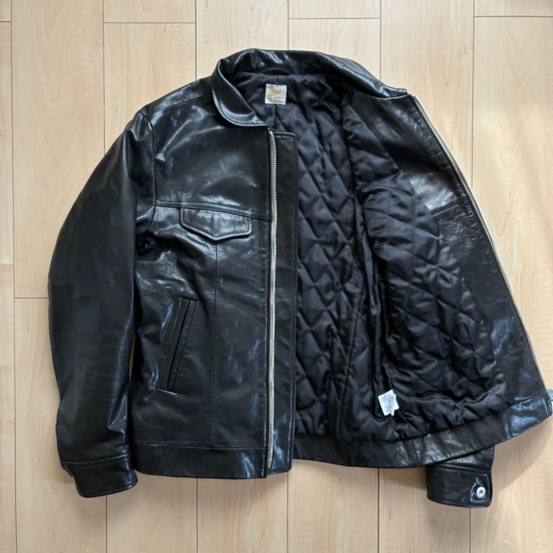 【BARNS OUTFITTERS】ゴートレザー ジップアップ ライダース