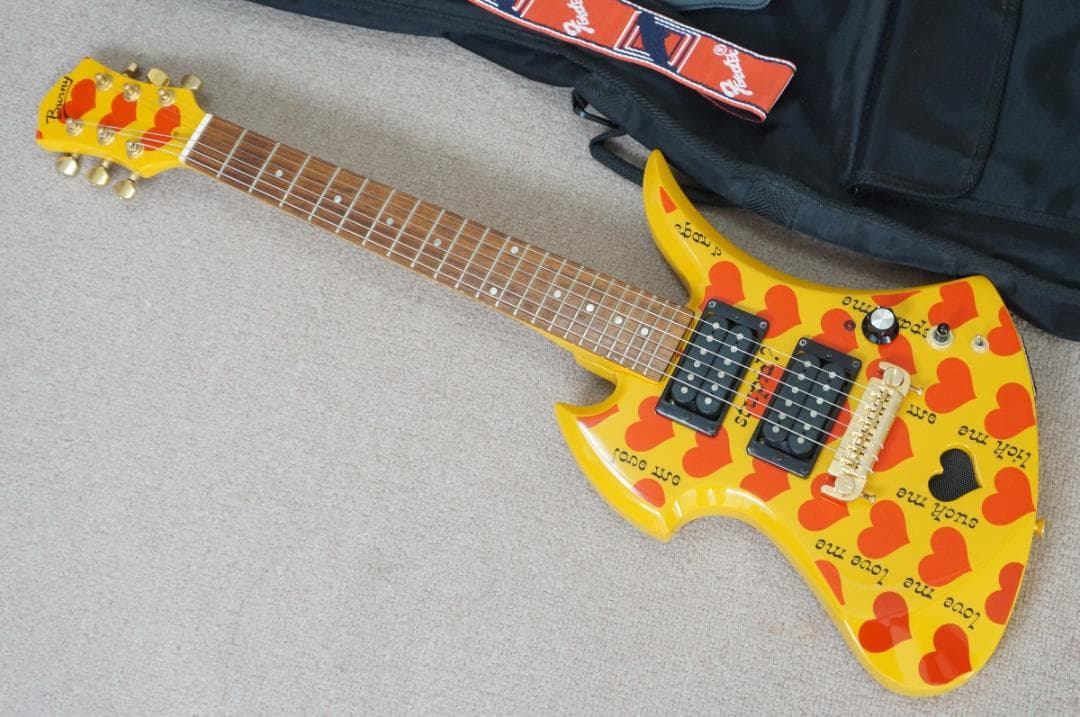hide イエローハート Jr YH-JR Burny アンプ内蔵 ミニギター