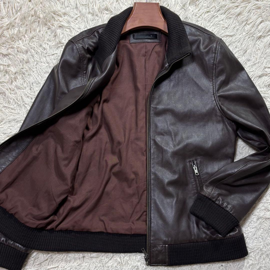 美品　Liugoo Leathers リブ付トラックジャケット　ラムレザー　XL