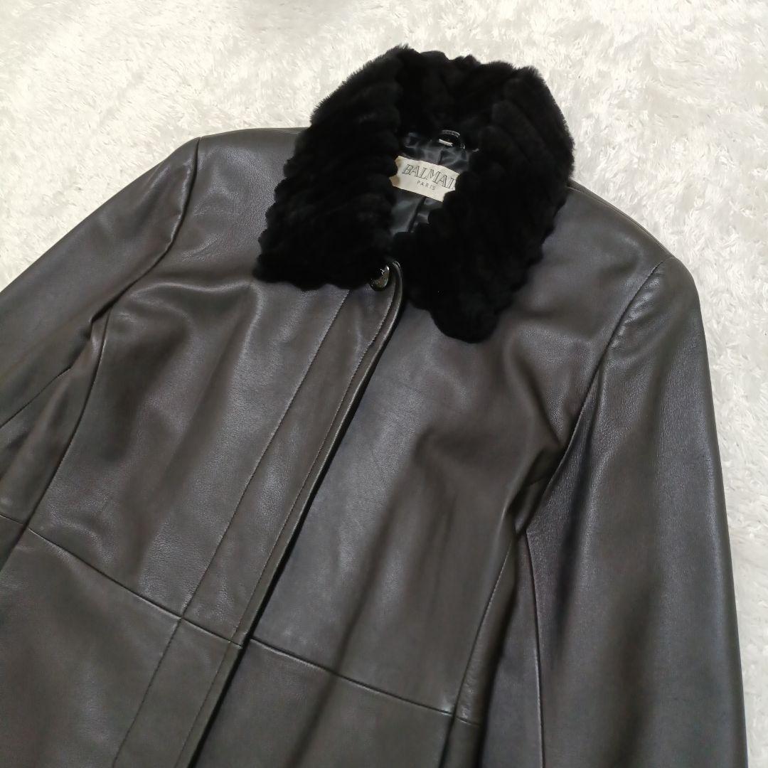 ✨️美品✨️バルマン　高級 羊革 レザージャケット ファー付き　ラムレザー　L