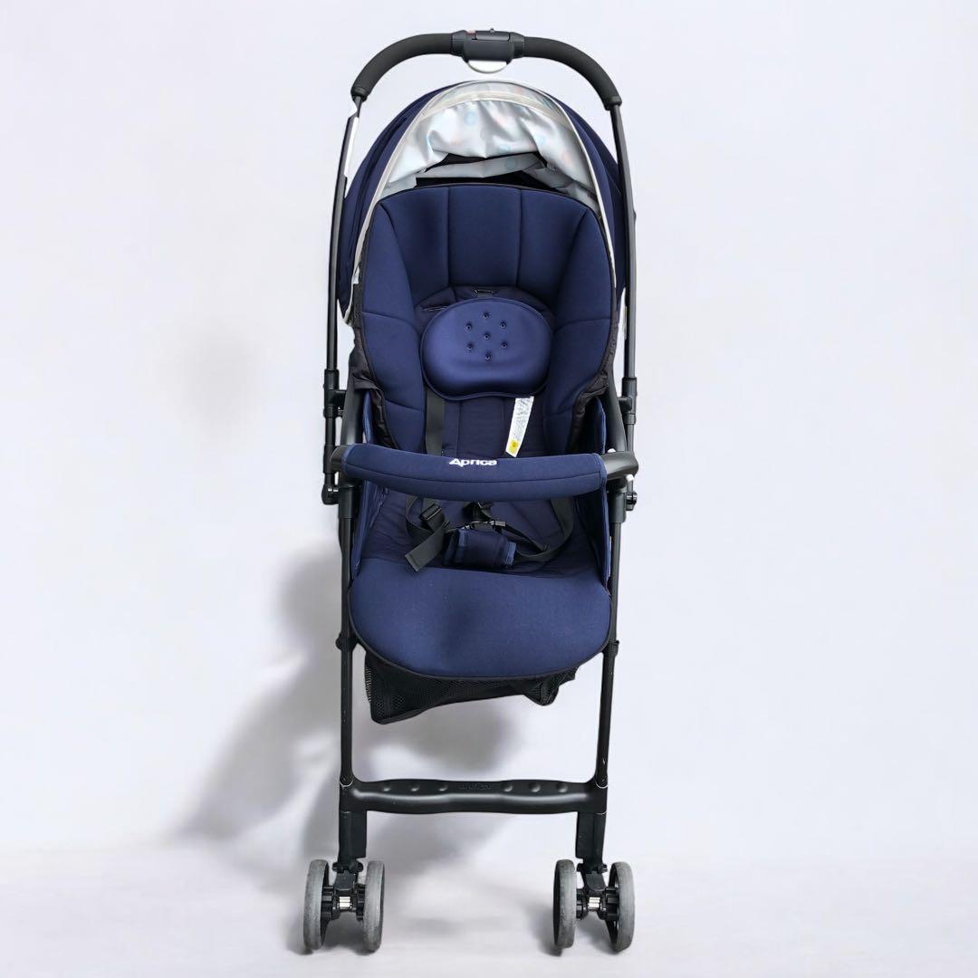 【235】アップリカ ベビーカー カルーンエアーAB カラフルドット 紺 美品
