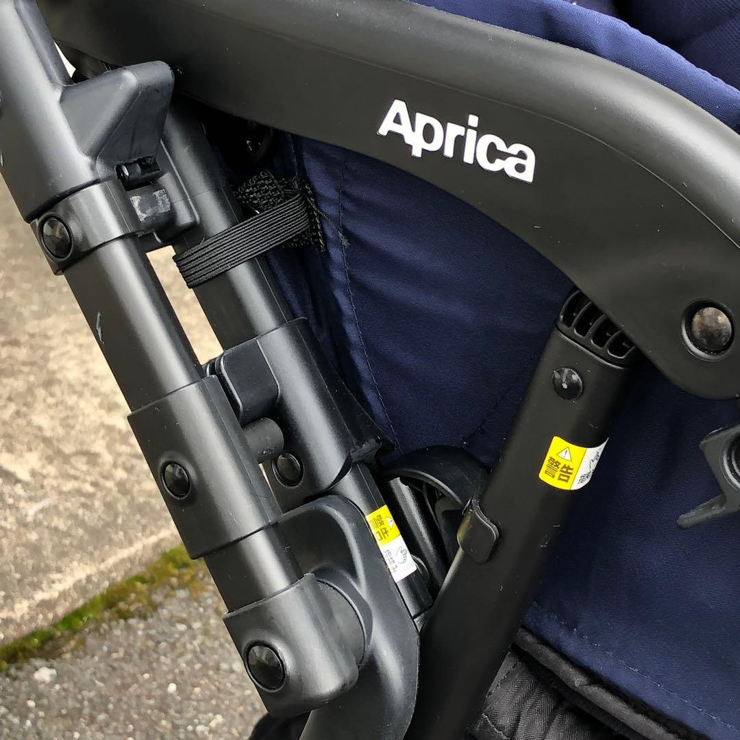 【235】アップリカ ベビーカー カルーンエアーAB カラフルドット 紺 美品
