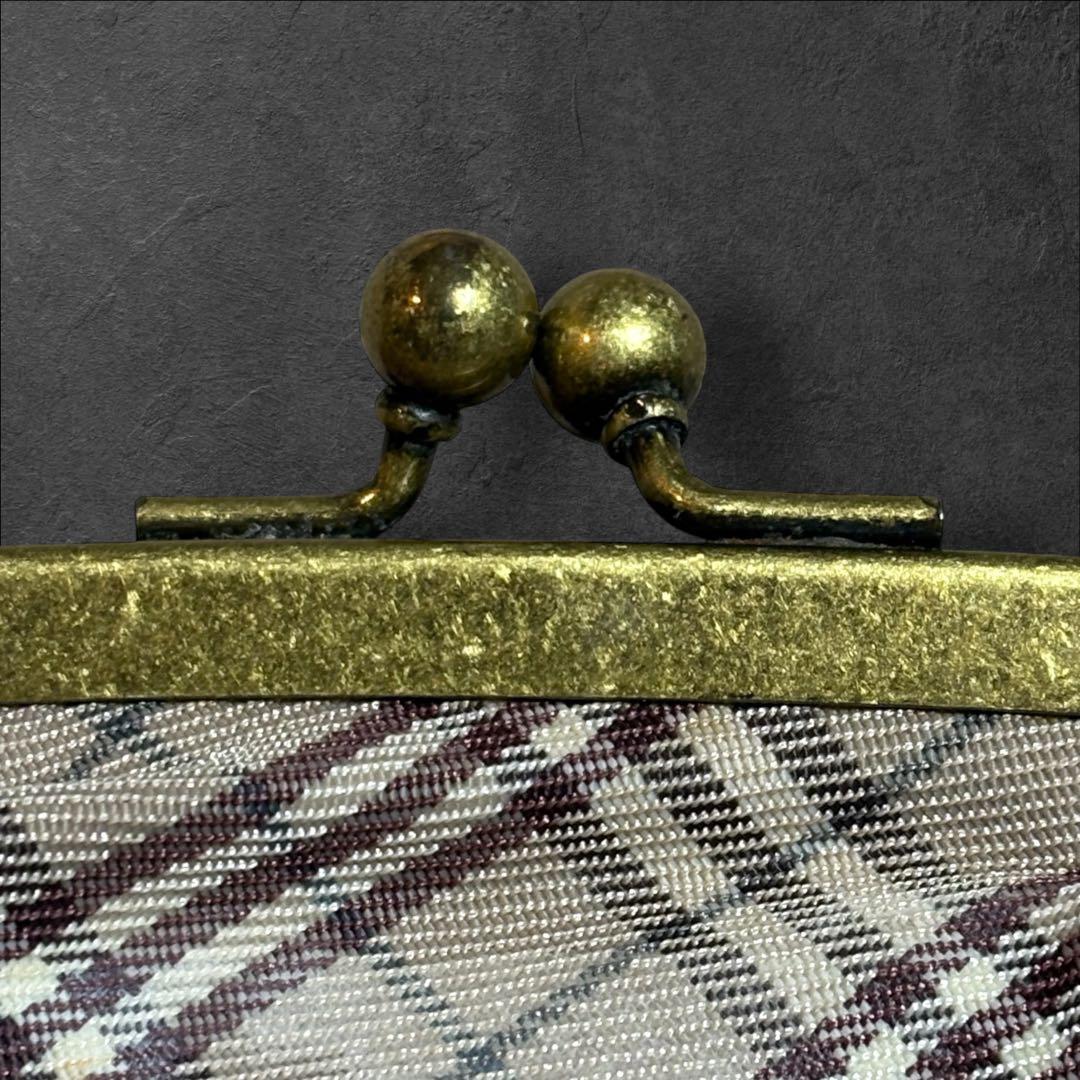 【極美品】バーバリーブルーレーベル がま口ポーチ ホースロゴ ノバチェック 茶