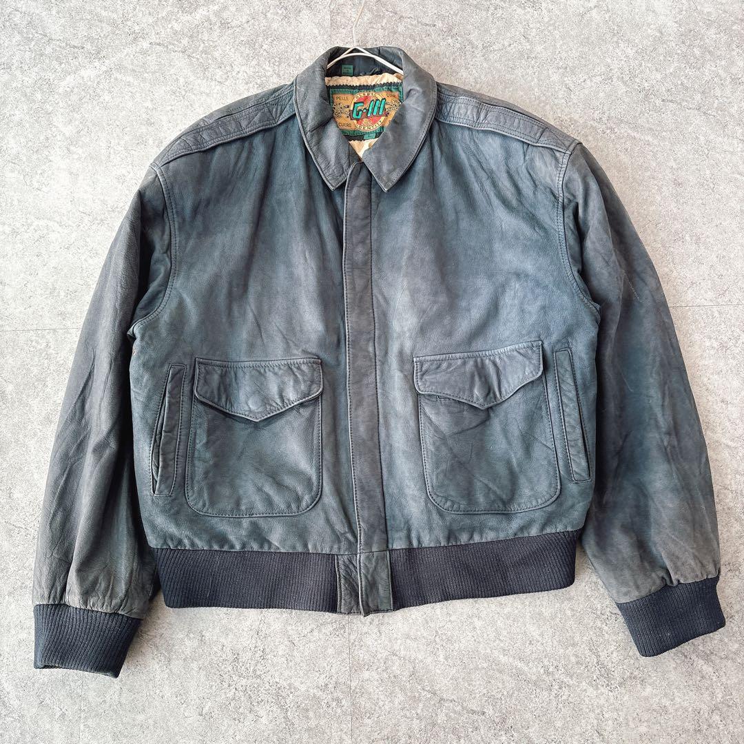 Vintage A-2 レザージャケット L 本革 90sボンバー 裏地マップ