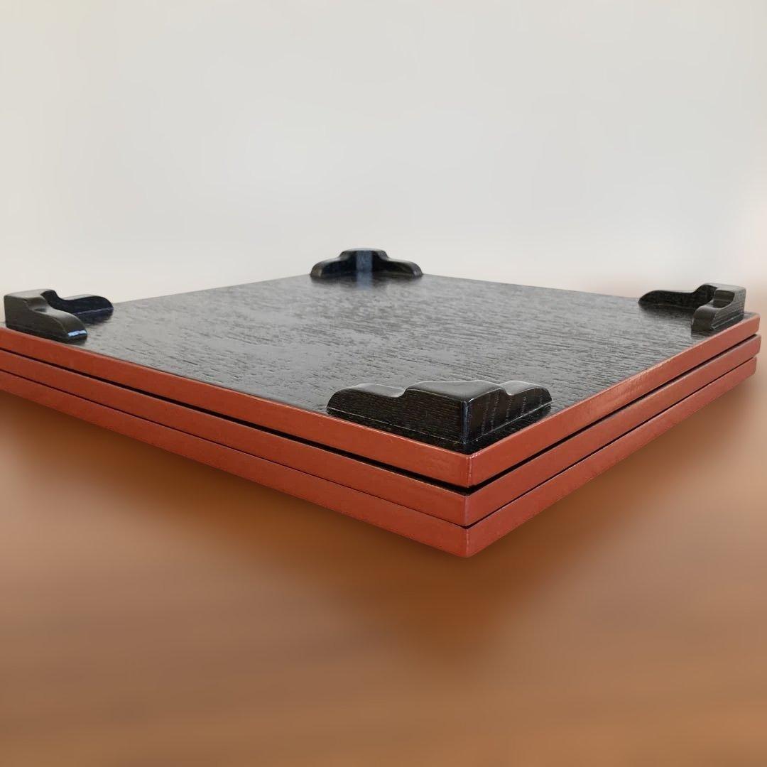 茶道具　更好棚　玄々斎好　桐材　黒掻合塗爪紅