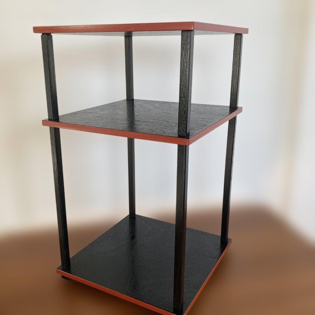 茶道具　更好棚　玄々斎好　桐材　黒掻合塗爪紅