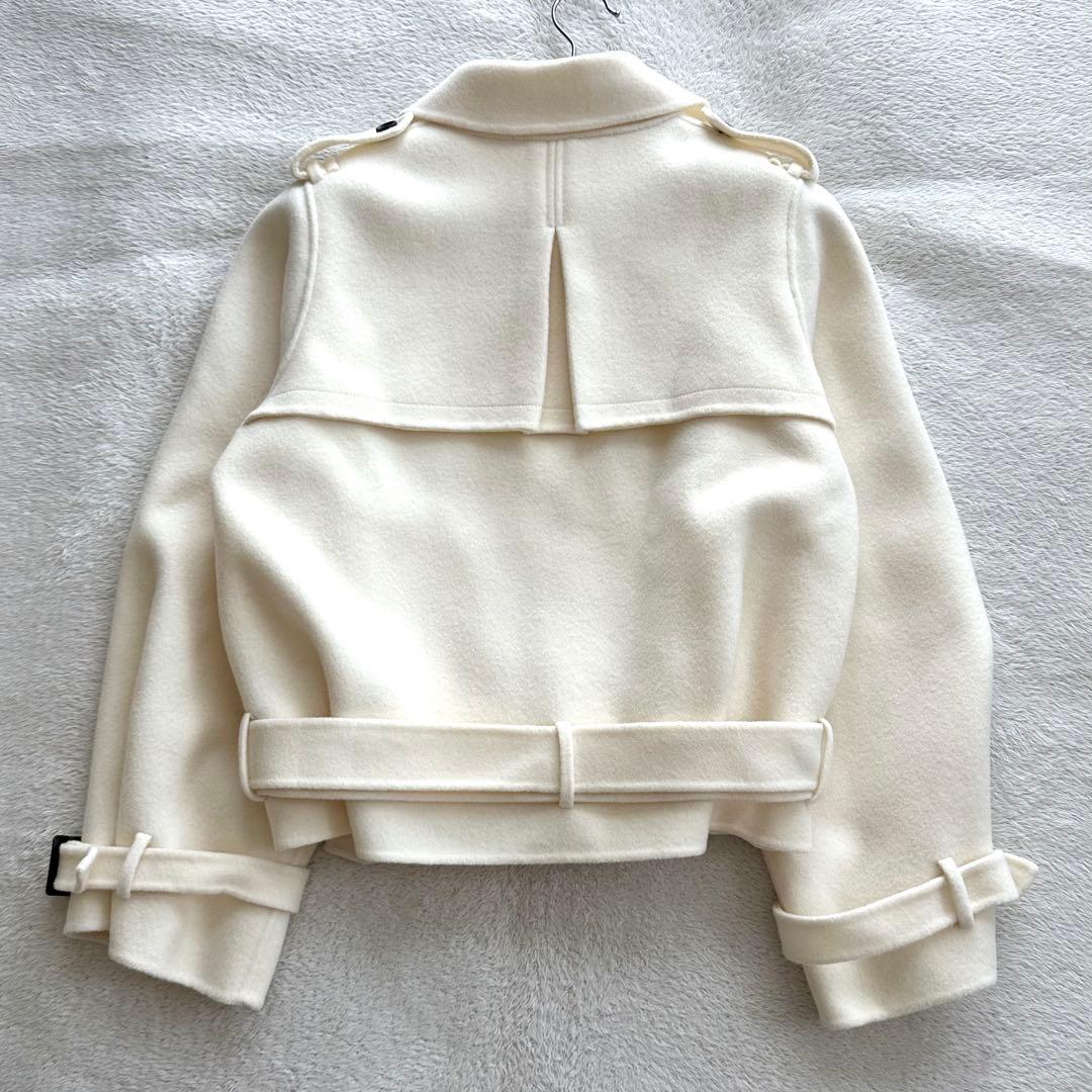 美品 eimy istoire ウールショートトレンチコート 38 アイボリー