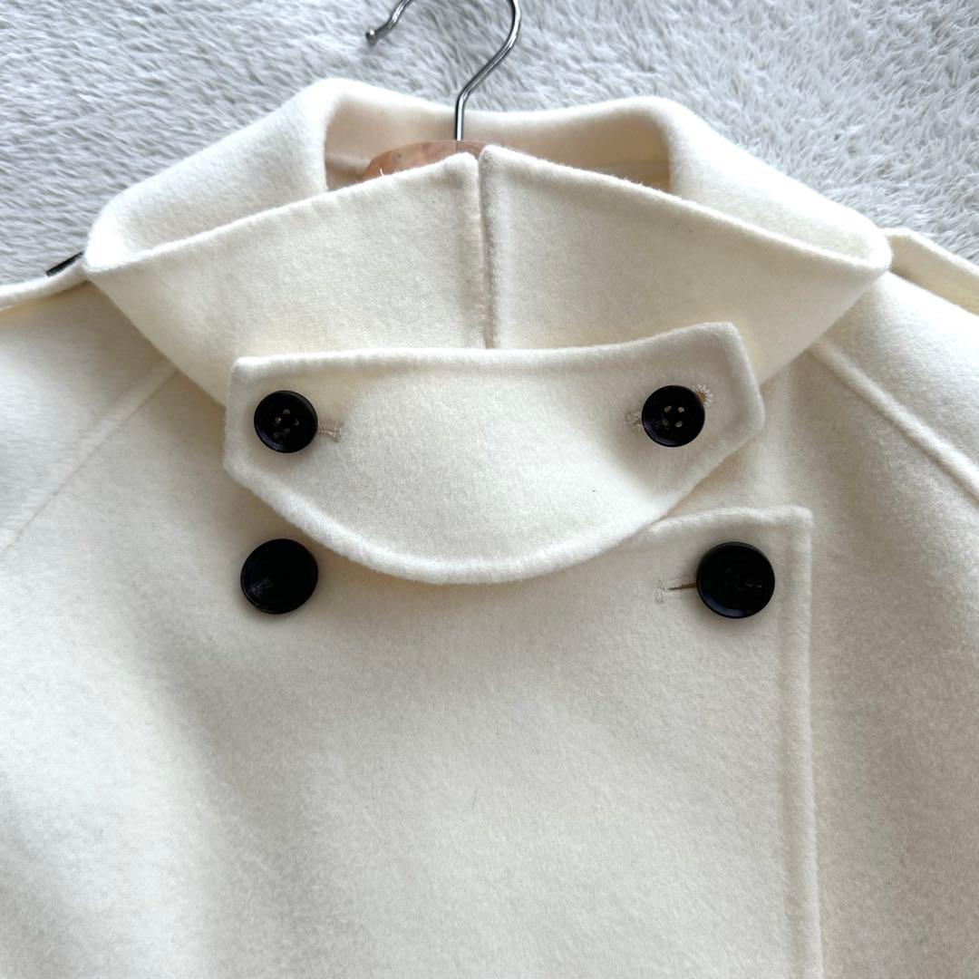 美品 eimy istoire ウールショートトレンチコート 38 アイボリー