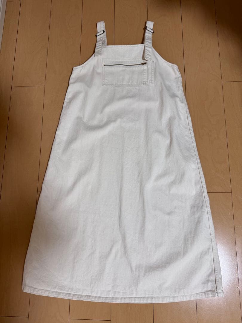 ホワイトサロペット ジッパー付き