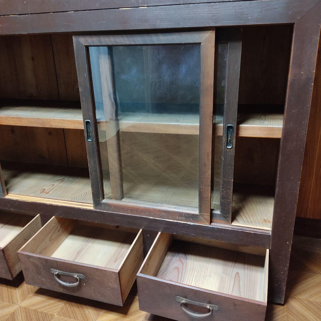 【状態良】『大型 陳列戸棚』 陳列棚 アンティーク 水屋箪笥 食器棚