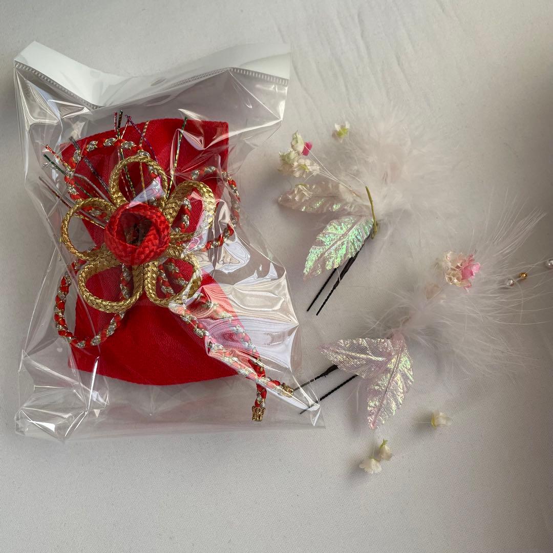 七五三セット　祝帯ペアセット　中サイズ　赤金黒　箱入り 美やび