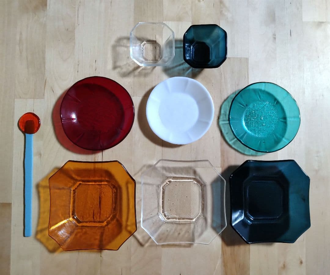 池谷三奈美 皿 器 マドラー 小皿 八角皿 キルンワーク ガラス セット 9点