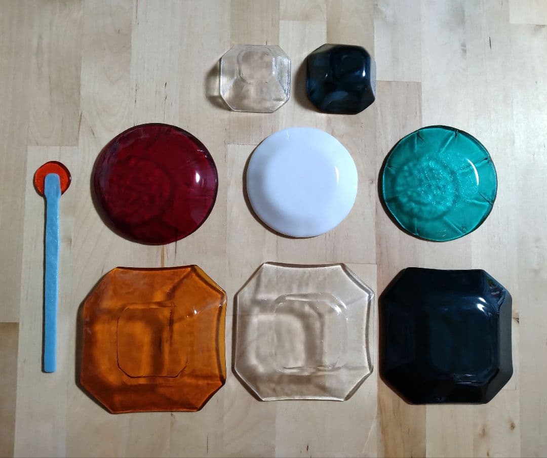 池谷三奈美 皿 器 マドラー 小皿 八角皿 キルンワーク ガラス セット 9点