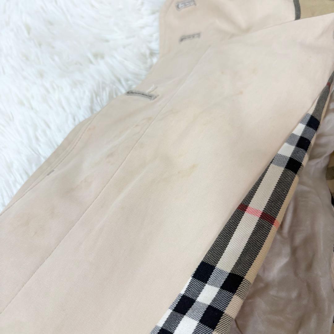 バーバリーズ フード付きステンカラーコート ベージュ系 ノバチェック ロゴ刻印
