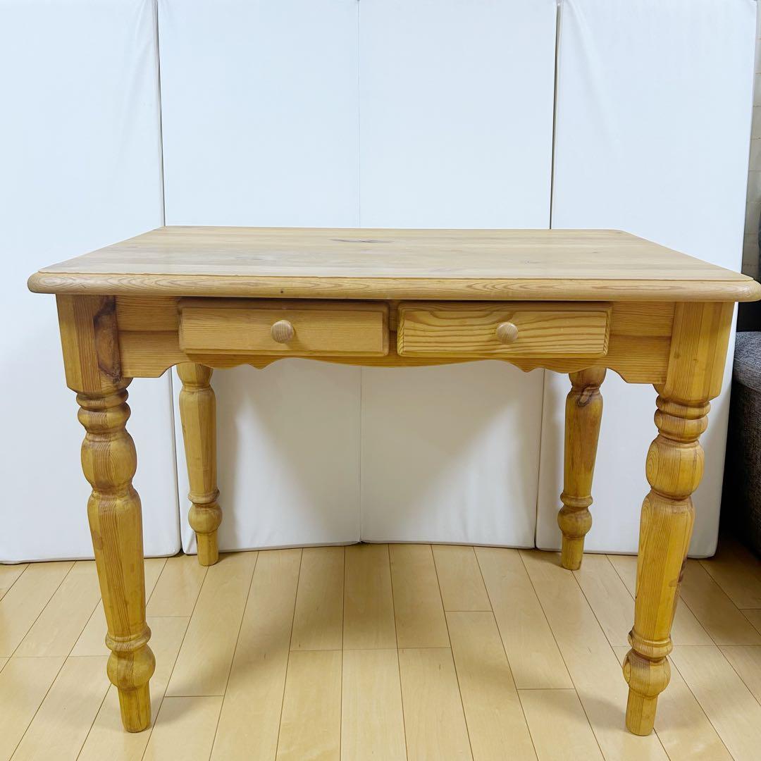 カントリー家具　デスク　パイン材　引き出し2 アンティークデスク　テーブル