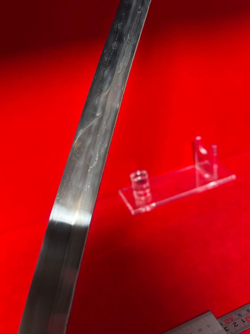 01568 包丁　マグロ包丁　先丸型　両刃　玉鋼　刃文有り　地肌有り　未使用品