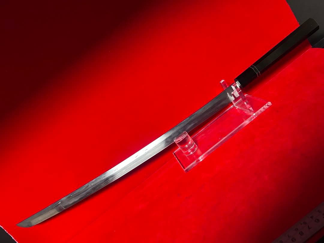 01568 包丁　マグロ包丁　先丸型　両刃　玉鋼　刃文有り　地肌有り　未使用品