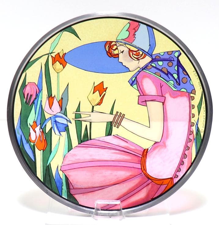 新品 チューリップと女性 ヴィンテージ ステンドグラス ホールマーク社 アメリカ
