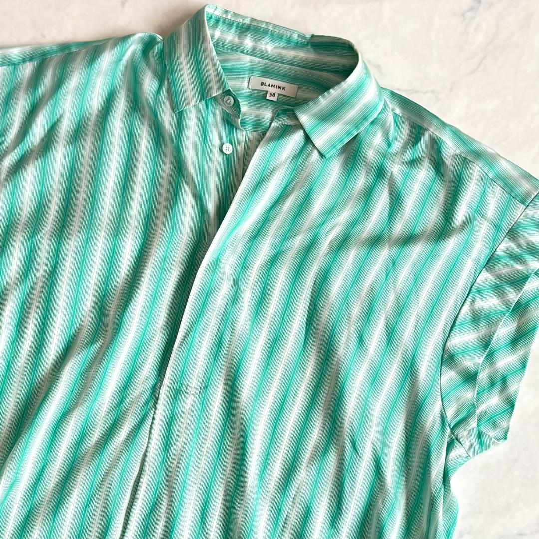 美品♪ブラミンク シルク100% フレンチスリーブブラウス 38 qx5