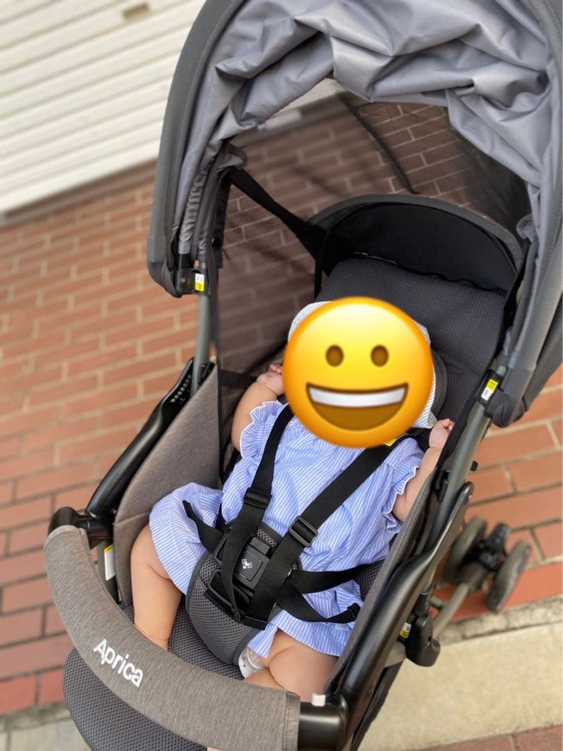 Aprica クルリー　ベビーカー　グレー　 レインカバー付き