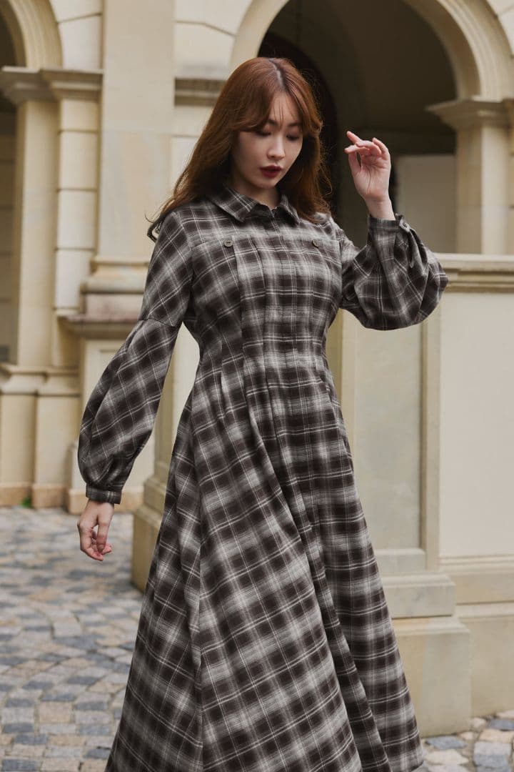 Marion Plaid Shirt Dress　Herlipto